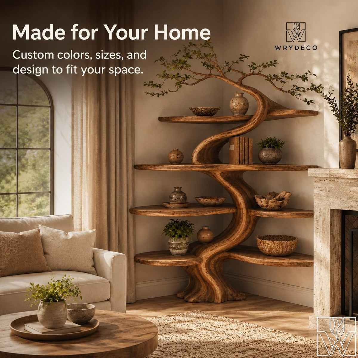 The Sun-Climber's Ladder - Handcrafted Corner Tree Shelf