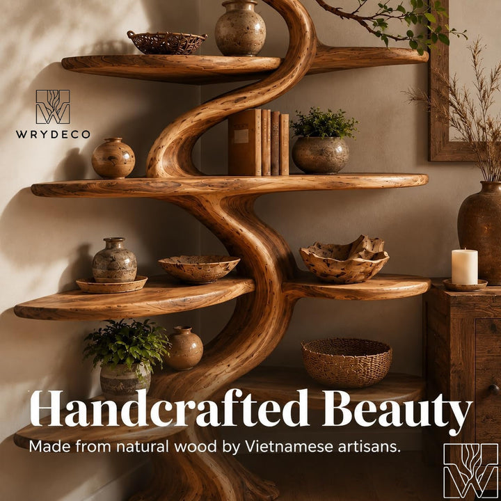 The Sun-Climber's Ladder - Handcrafted Corner Tree Shelf