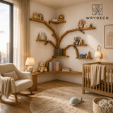 Sculptural Canopy Corner Tree Bookshelf for Nursery