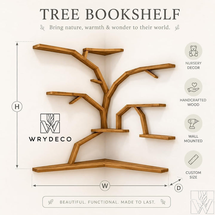 Sculptural Canopy Corner Tree Bookshelf for Nursery