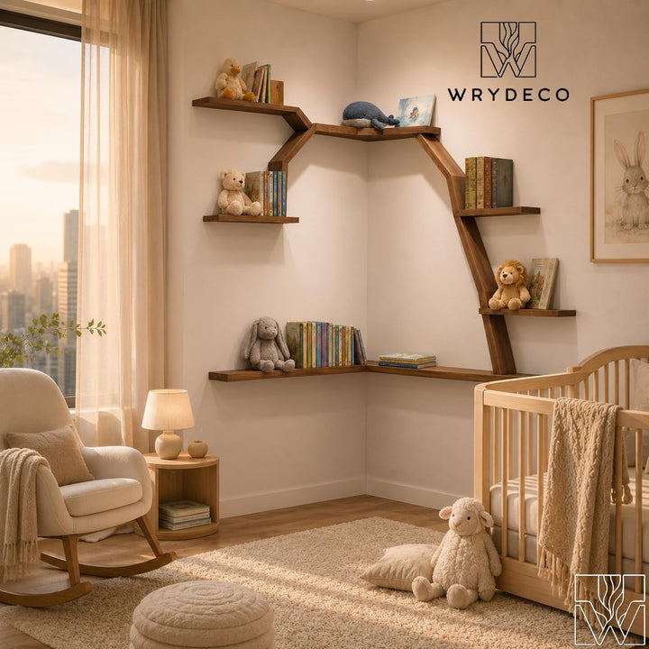 Tall Trunk Corner Tree Bookshelf for Nursery