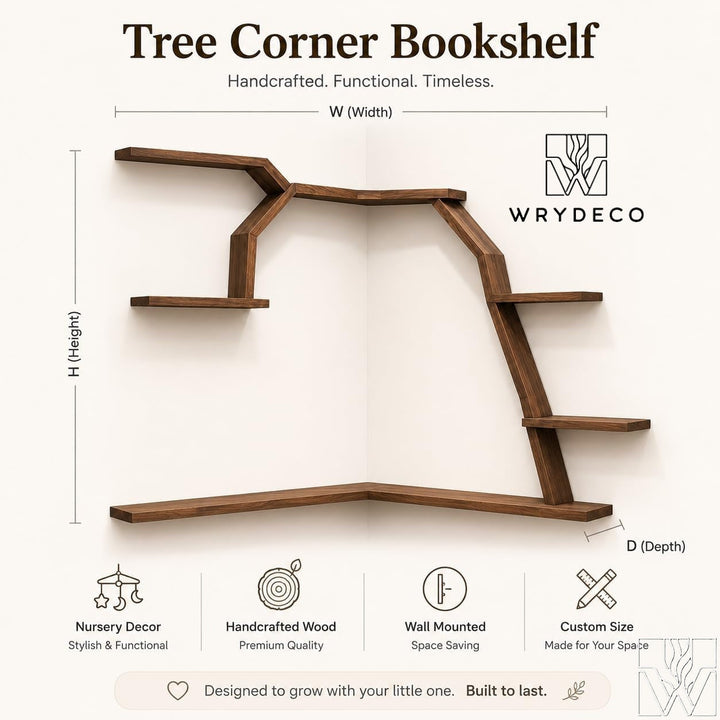Tall Trunk Corner Tree Bookshelf for Nursery
