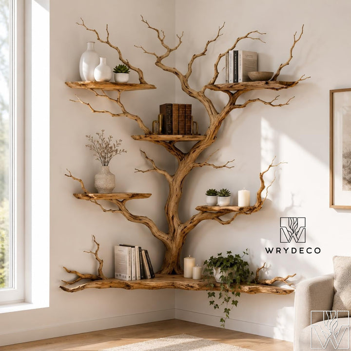 Layered Branch Corner Floating Bookcase