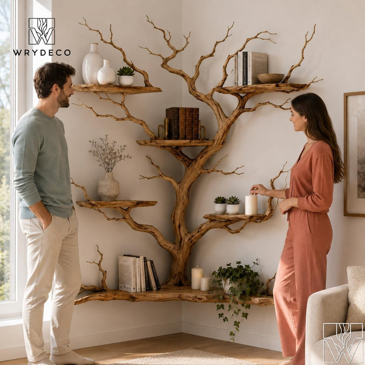 Layered Branch Corner Floating Bookcase