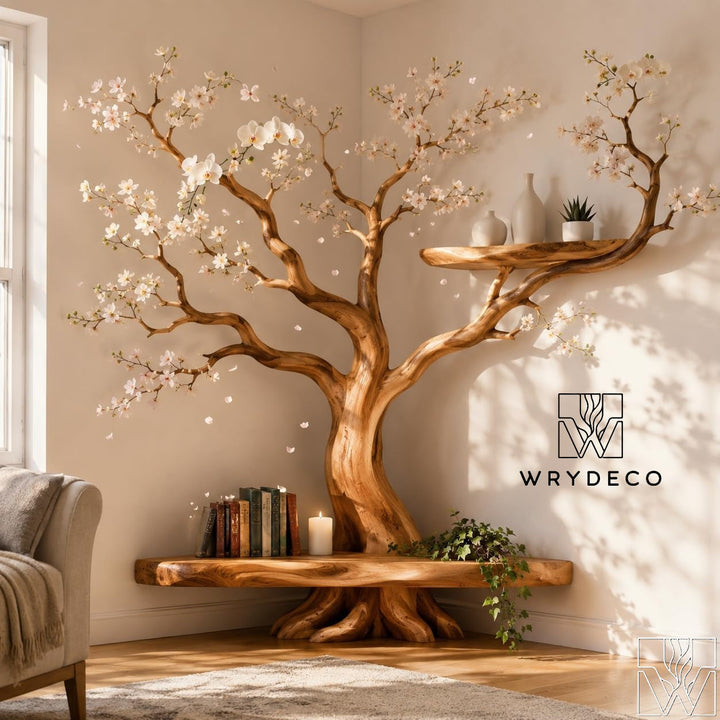 Wide Canopy Corner Tree Bookcase