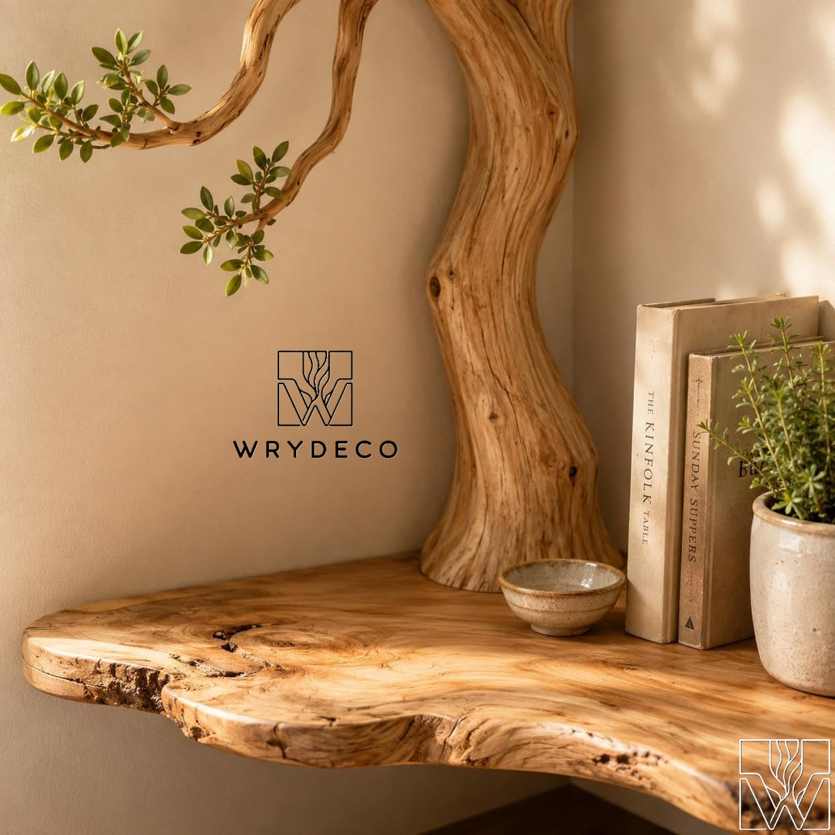 Premium Handcrafted Natural Wood Branch Corner Shelf