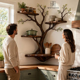 Unique Multi-Layer Natural Wood Tree Branch Bookshelf