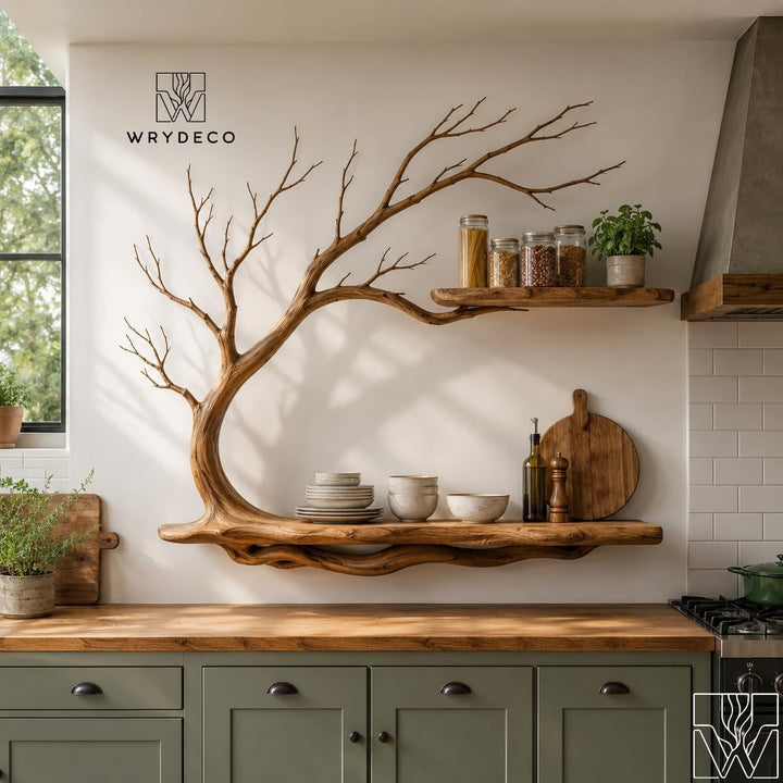 Unique Natural Wood Tree Branch Floating Wall Shelf