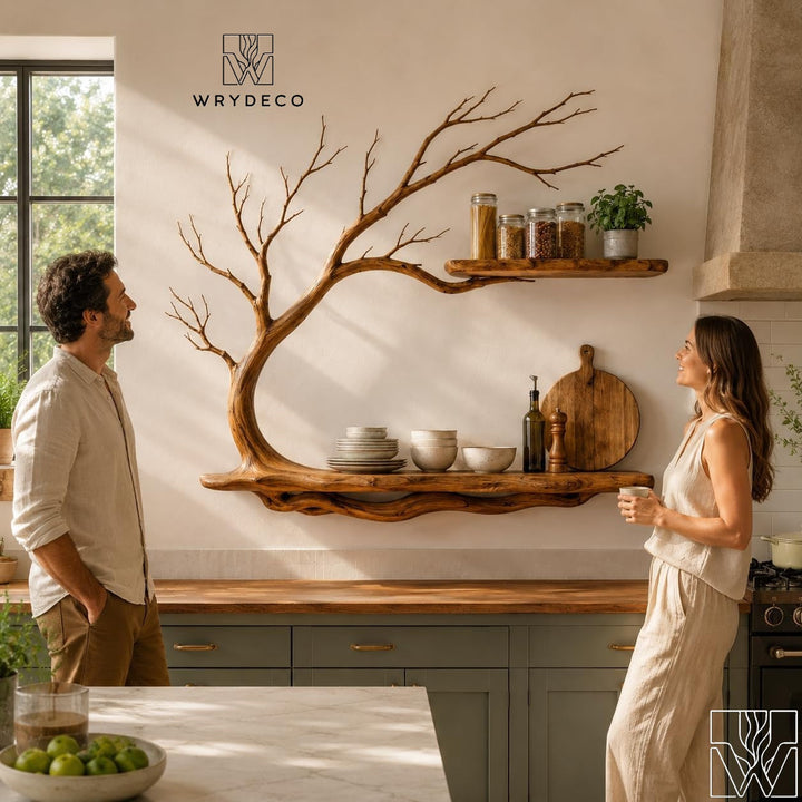 Unique Natural Wood Tree Branch Floating Wall Shelf