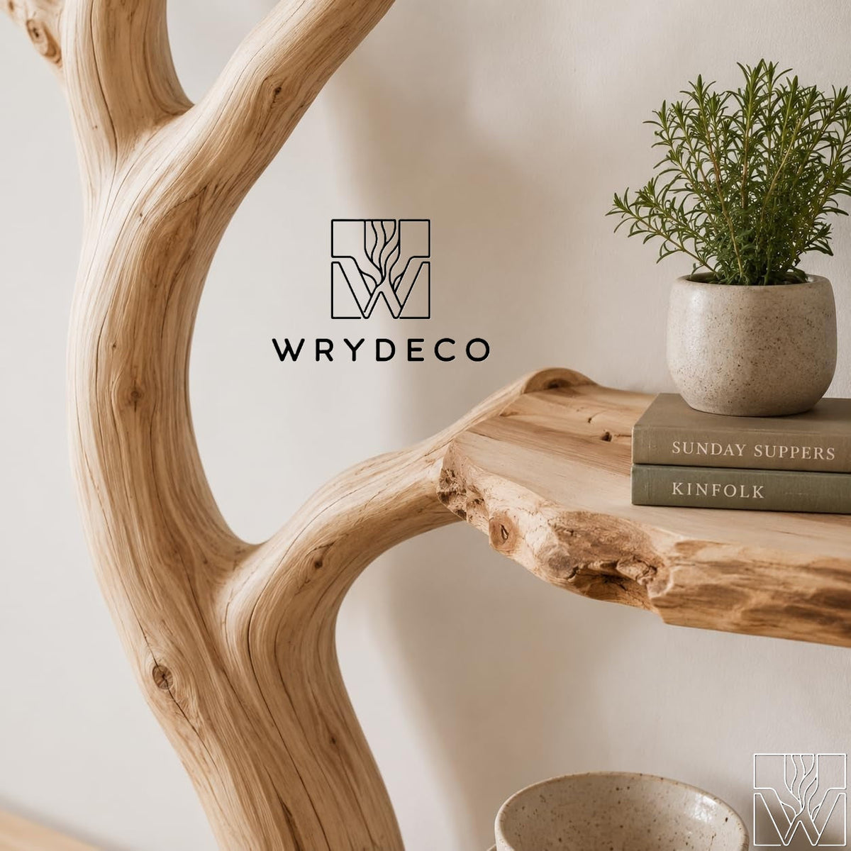 Handcrafted Wooden Tree Branch Floating Wall Shelf