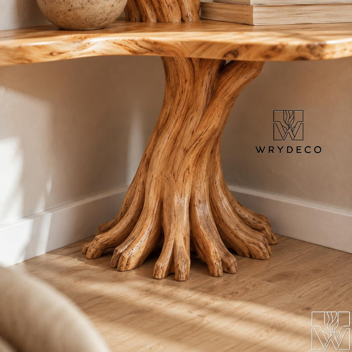 Rustic Solid Wood Tree Branch Corner Wall Bookshelf