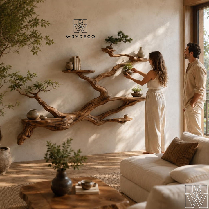 Handcrafted Tree Branch Bookshelf - The Mesa Drift Canopy