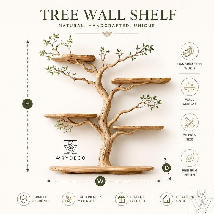 Tall Tree Branch Wall Shelf