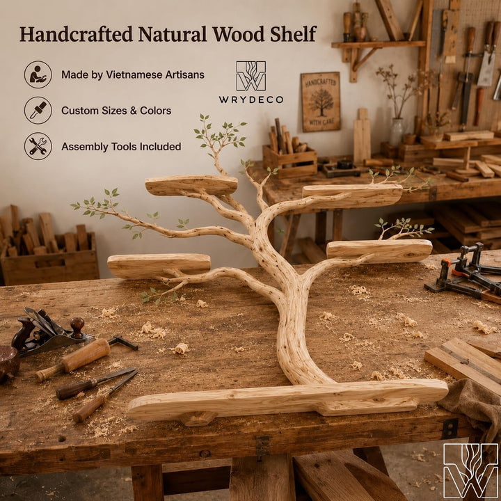 Tall Tree Branch Wall Shelf