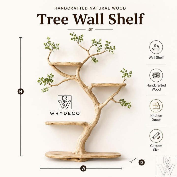 Wide Canopy Tree Branch Wall Shelf