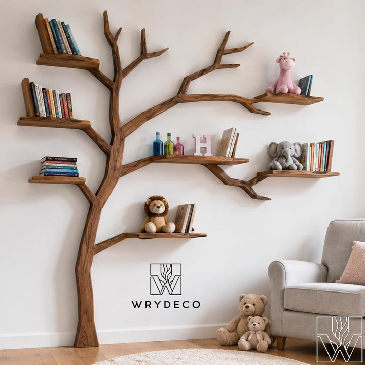 Handcrafted Tree Branch Bookshelf for Nursery Room