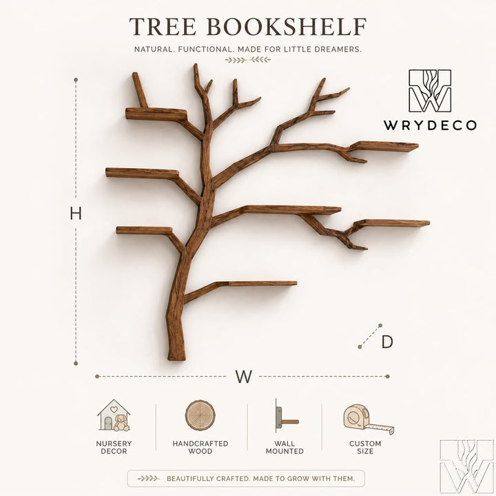 Handcrafted Tree Branch Bookshelf for Nursery Room