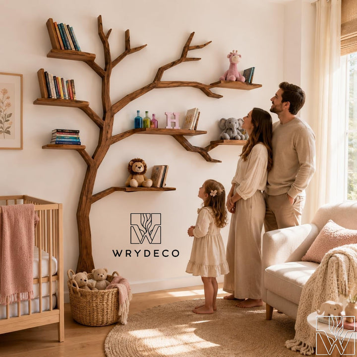 Handcrafted Tree Branch Bookshelf for Nursery Room
