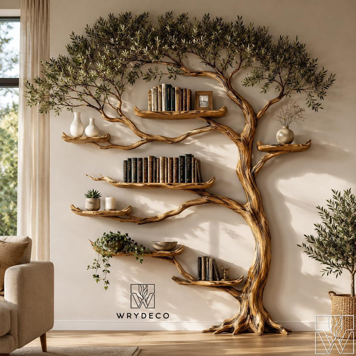 Open Canopy Tree Branch Wall Bookcase