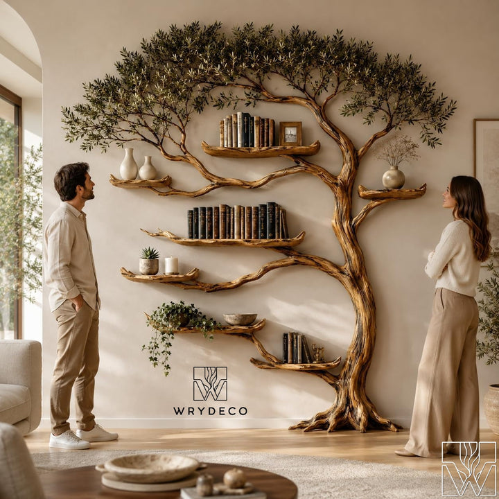 Open Canopy Tree Branch Wall Bookcase