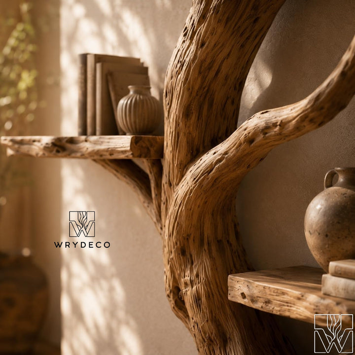 Wooden Tree Branch Standing Bookshelf and Bookcase