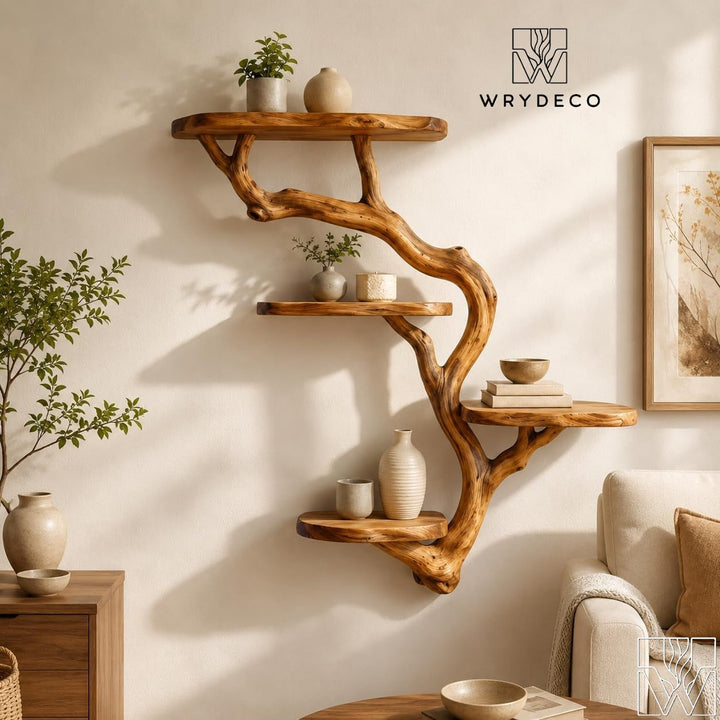 Driftwood Wall Mounted Floating Tree Branch Shelf
