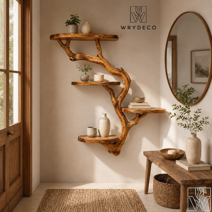 Driftwood Wall Mounted Floating Tree Branch Shelf