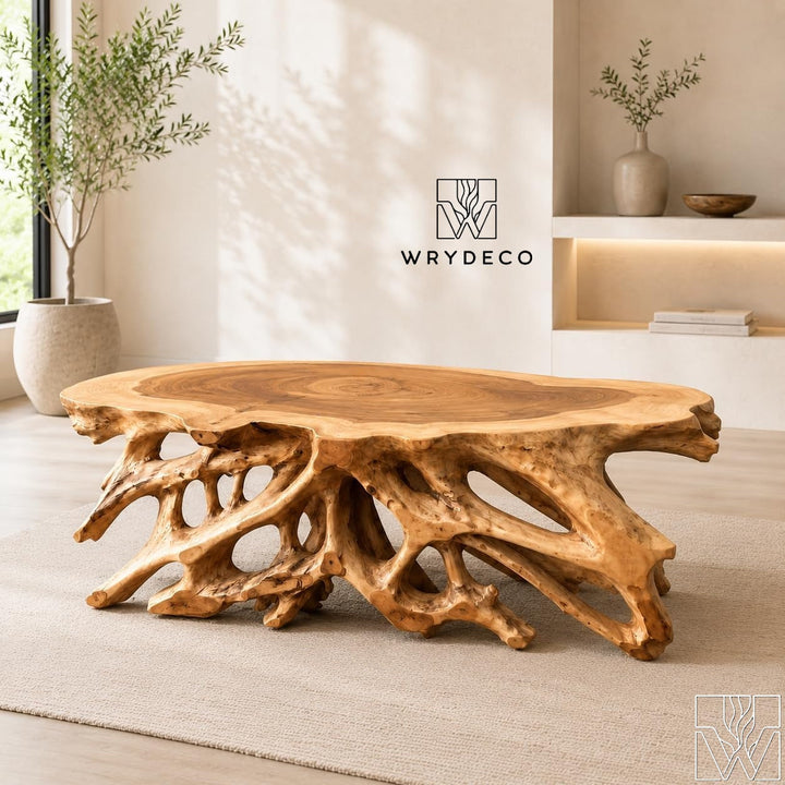 Handcrafted Live Edge Natural Wood Root Coffee Table