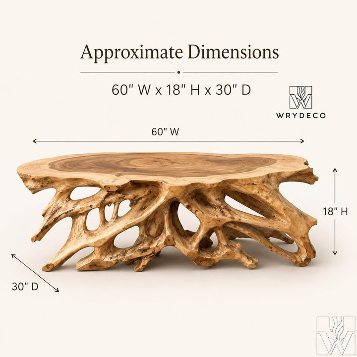 Handcrafted Live Edge Natural Wood Root Coffee Table