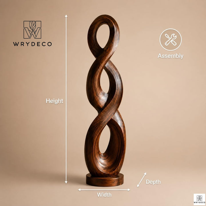 Handcrafted Twisted Wood Floor Sculpture with Open Cutouts