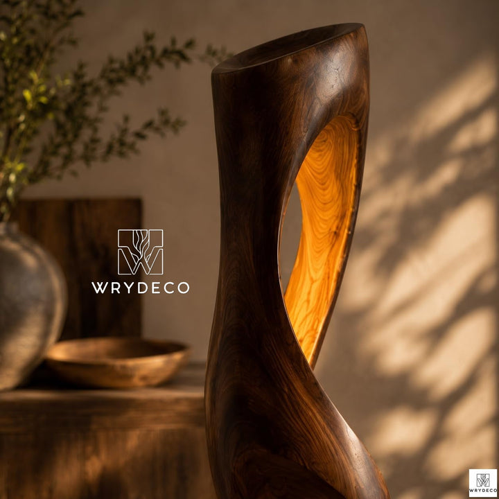 Handcrafted Wooden Floor Sculpture Tall Rustic Art