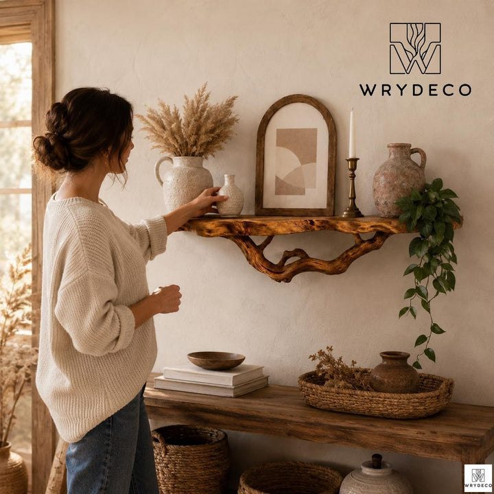 Handmade Solid Wood Tree Branch Bookshelf and Wall Decor