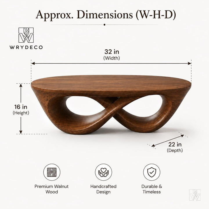 Asymmetric Organic Wave Oak Coffee Table