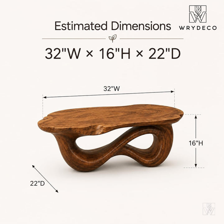 Elongated Organic Wave Oak Coffee Table
