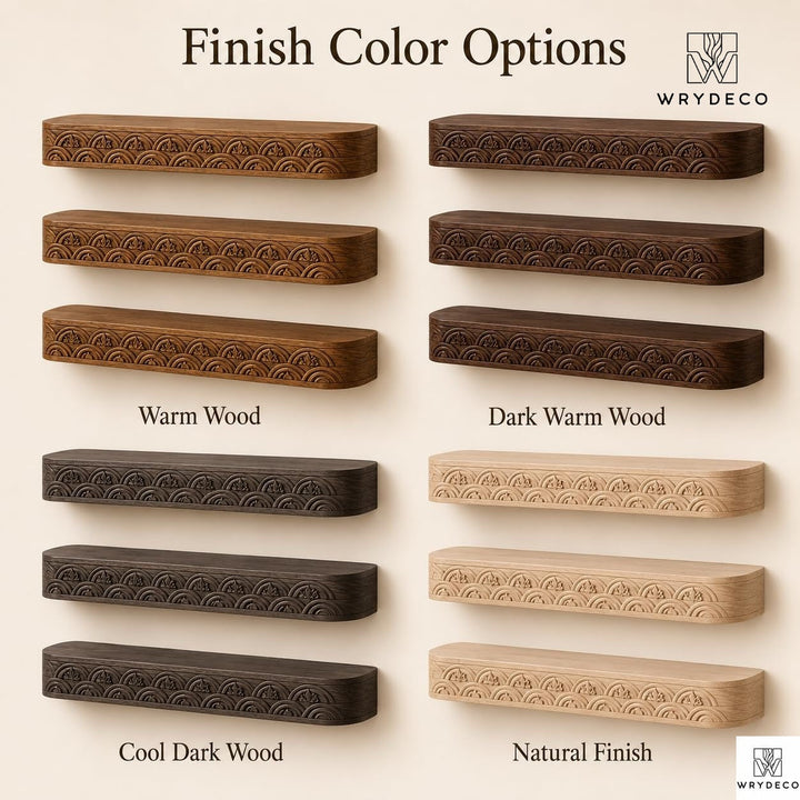 Solid Wood Fluted Floating Shelf Scalloped Edge Decor