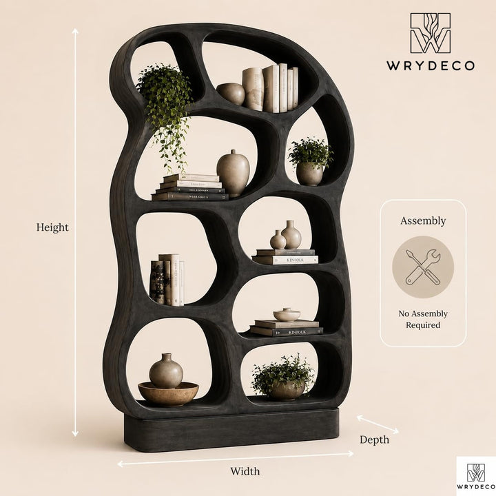 Open Arch Sculptural Solid Wood Bookshelf
