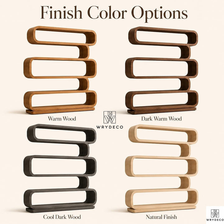 Solid Wood Sculptural Curved Bookshelf Modern Storage