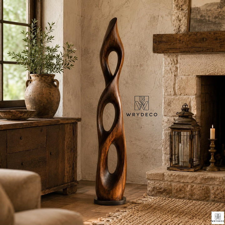 Twisted Open Cutout Wooden Floor Sculpture 1