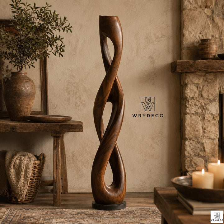 Twisted Open Cutout Wooden Floor Sculpture 2